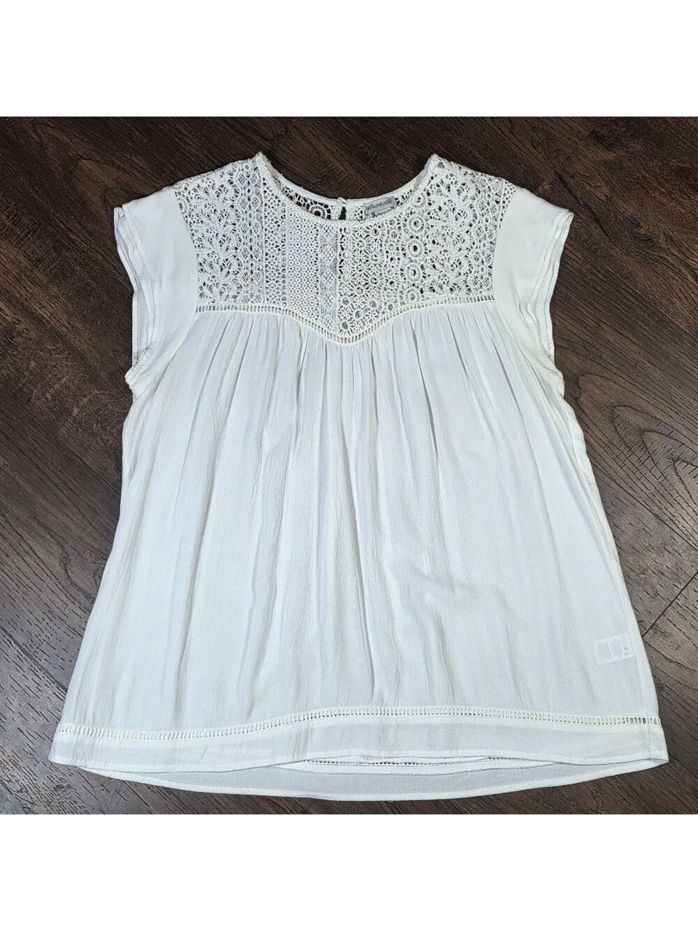 Paraphrase White Crochet Lace T-Shirt Blouse - Picture 1 of 8